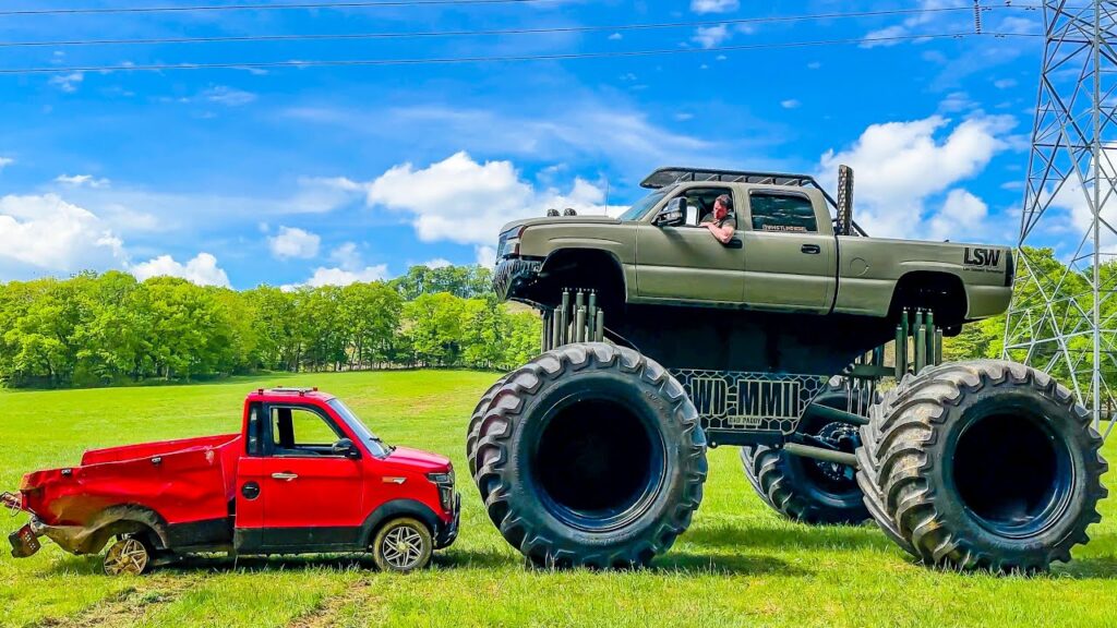 Worlds Smallest Truck vs Worlds Largest Truck – Whistlin Diesel